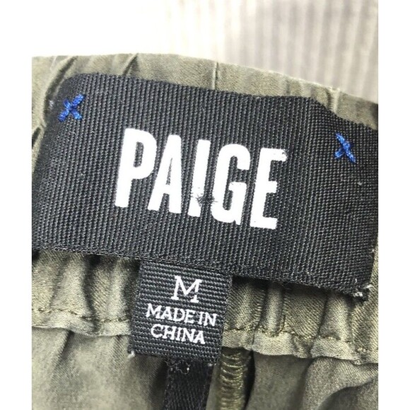 Paige Womens Joggers Size M Army Green Drawstring Zip Pockets 100% Silk - Picture 10 of 16